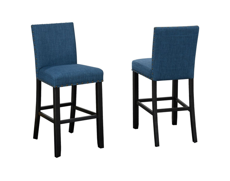 Brassex Alex Blue Counter/Bar Stool with Back Rest, 2-pc H8