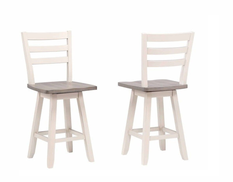 Brassex Alice Grey/White Swivel Counter/Bar Stool with Back Rest, 2-pc U6