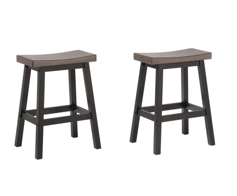 Brassex Arnold Oak/Dark Grey Counter/Bar Stool with Back Rest, 2-pc K2