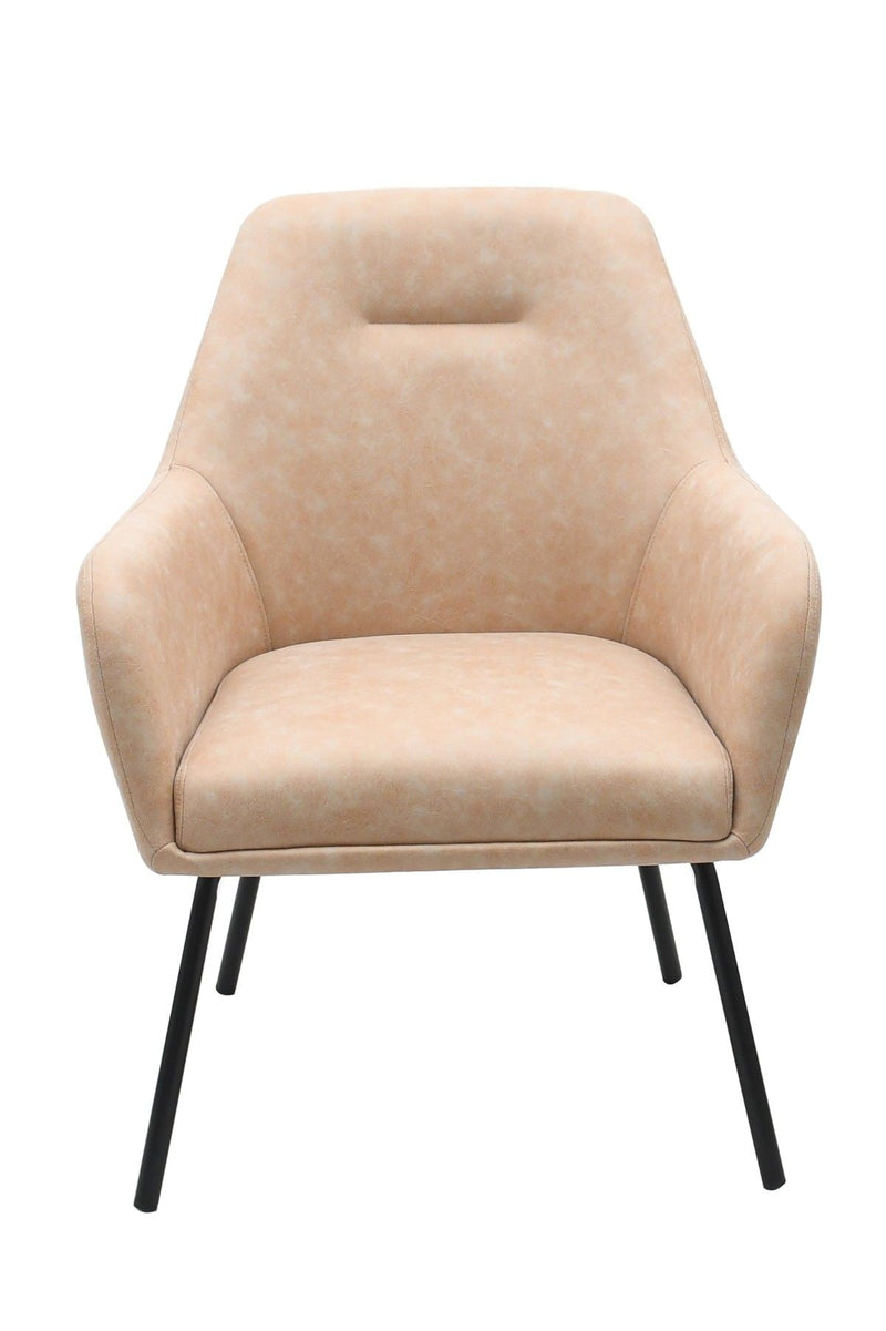 Brassex Arya Vintage Beige Tufted Fabric Upholstered Dining Chair Y7