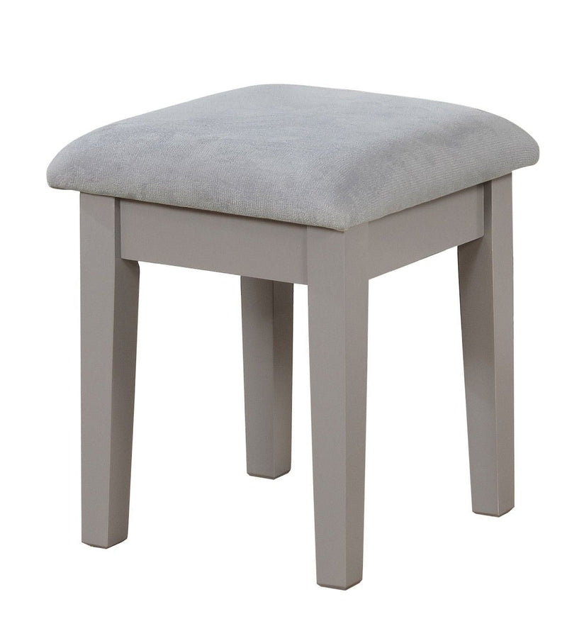 Brassex Cece 1-Drawer Grey Dressing Table Makeup Vanity Set with Stool and Mirror Y3