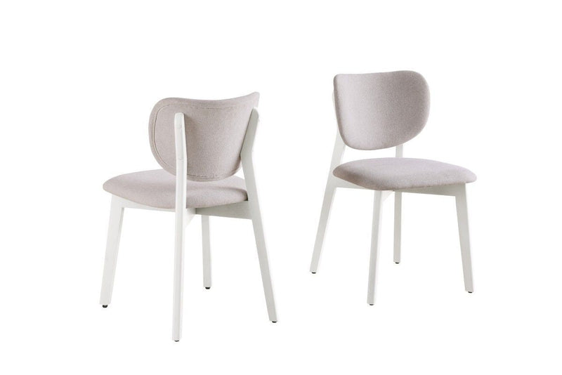 Brassex Dua Cream Fabric Upholstered Dining Chair with Curved Backrest, 2-pc Y6