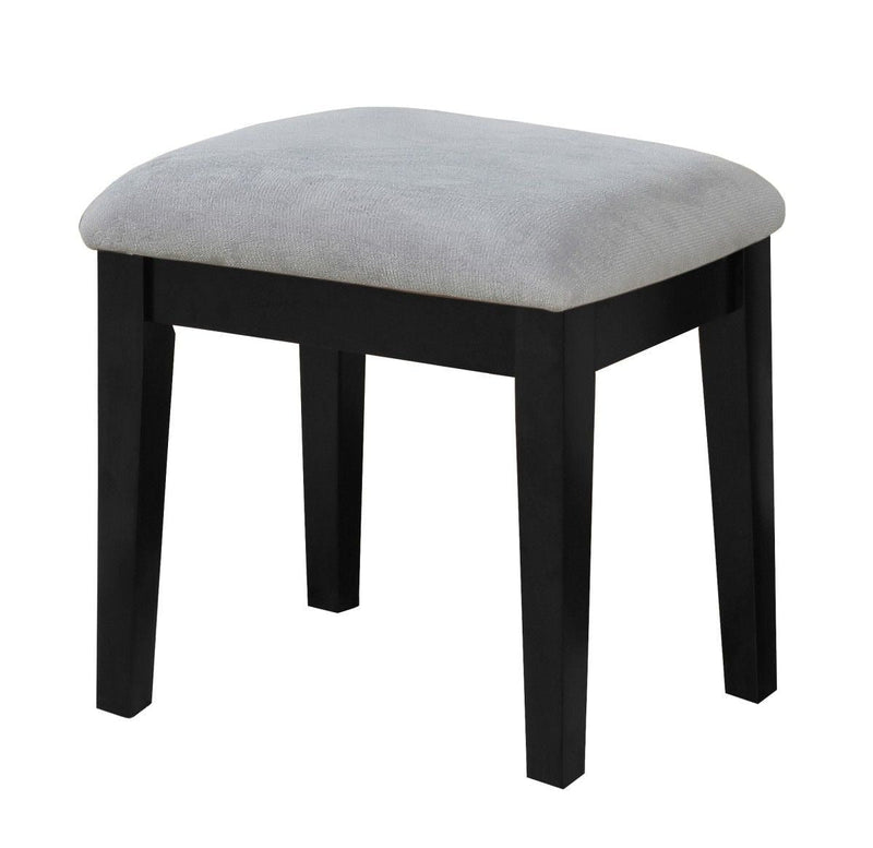 Brassex Lynn 1-Drawer Black Dressing Table Makeup Vanity Set with Stool and Mirror Y7