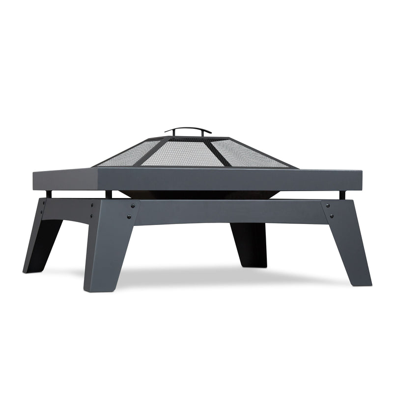 Breton Square Steel Wood Burning Fire Pit in Gray, 37-in I3