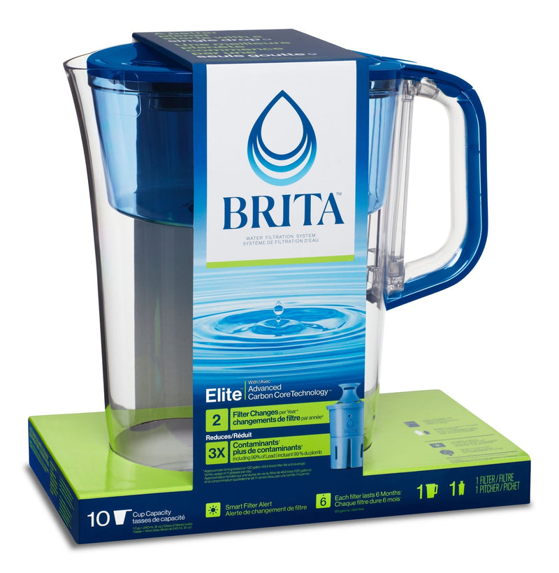 Brita Elite Filter Pitcher with Smart Light Indicator, 10-Cup, Blue Tahoe F5