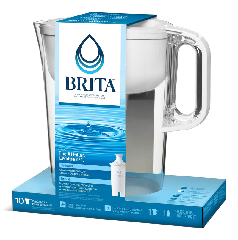 Brita Huron Bright Water Pitcher, BPA free, Standard Filter included, 10-Cup, White X7