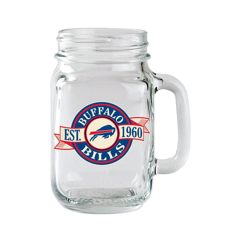 Buffalo Bills Mason Jar Mug Pint Glass For NFL Football Fans/Collectors, 16.5-oz J9