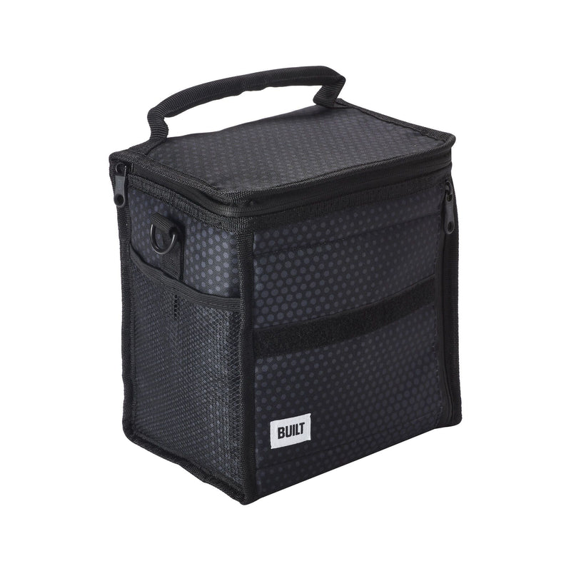 Built Ice House Cube Lunch Bag, Black Midnight Micro Dot, with Freezable Gel Z8