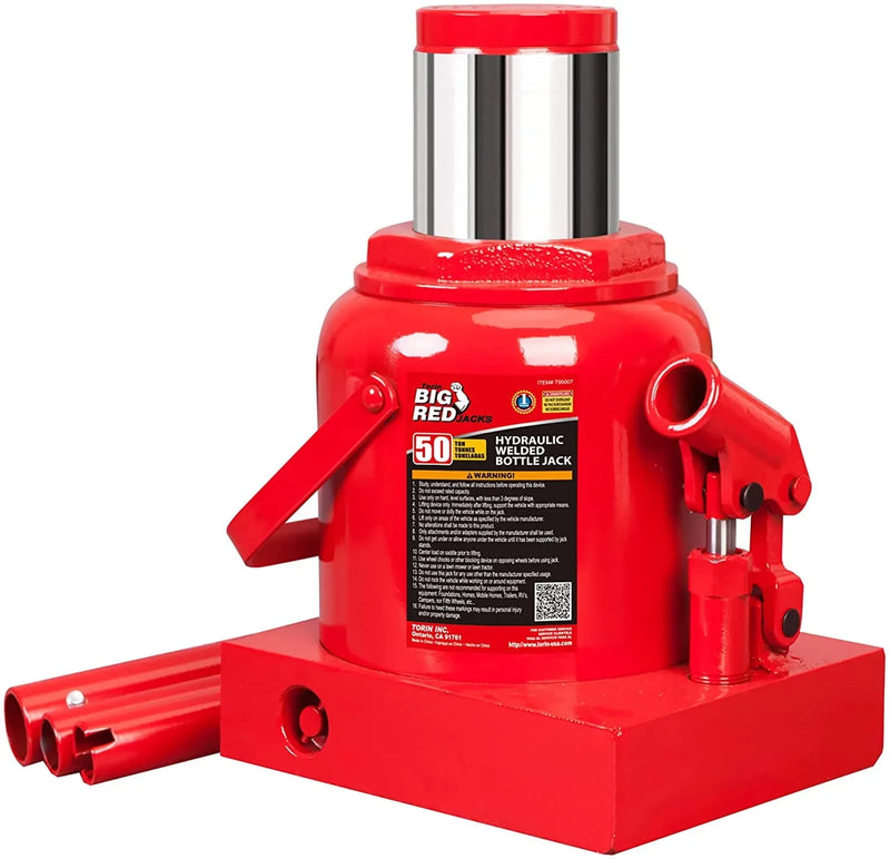 BIG RED 50 Ton Low Profile Hydraulic Bottle Jack – Welded Construction for Automotive & Heavy Lifting H7