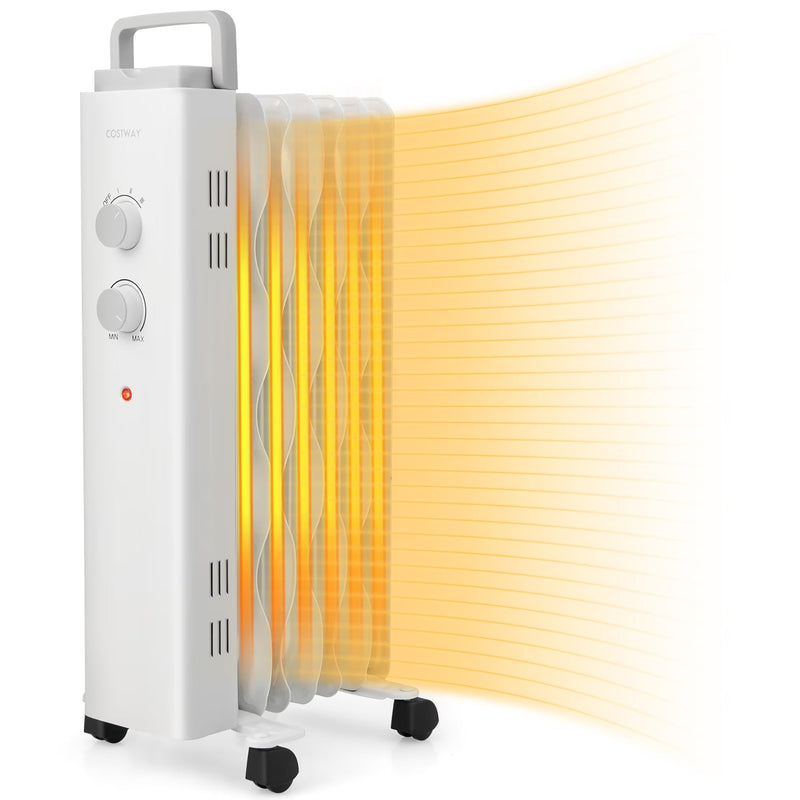 Costway 1500W Oil Filled Space Heater Electric Oil Radiant Heater w/ Safety Protection H2