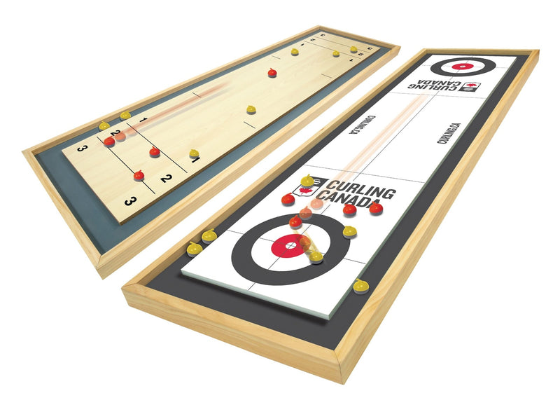 Canada Curling Game, Deluxe Wood 2-in-1 Double Sided Giant Table Top Game Set, 47-in, Ages 6+ I0