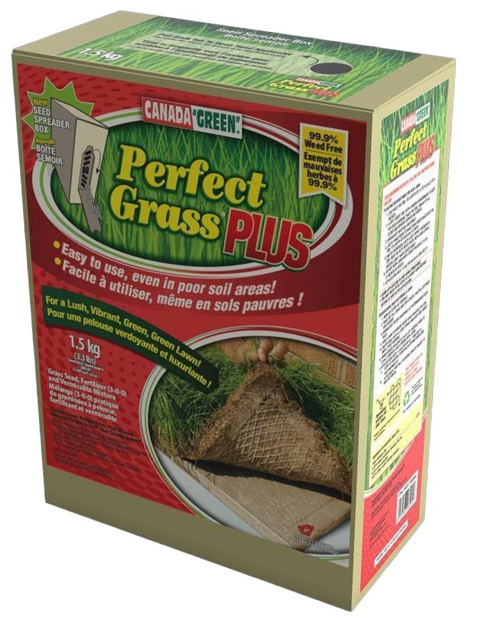 Canada Green Perfect Grass Plus 3-0-3 Grass Seed, Fertilizer & Vermiculite Mixture, 1.5kg Z7