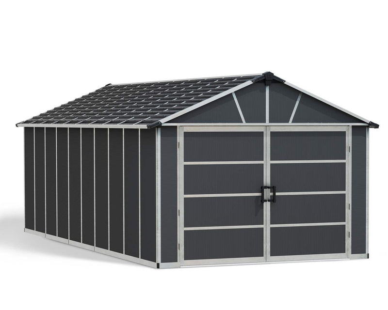 CANOPIA by Palram Yukon 2-Door Car Garage/Utility Storage Shed Kit, Dark Grey, 11x21-ft D2