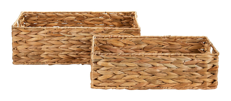 Canvas Ari Rectangle Woven Water Hyacinth Storage Basket, 2-pc U2