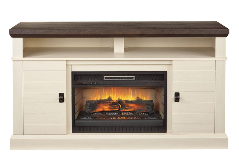 CANVAS Ashcroft Media Console Electric Fireplace TV Stand, 60-in, 1400W, Includes Remote Control, White I7