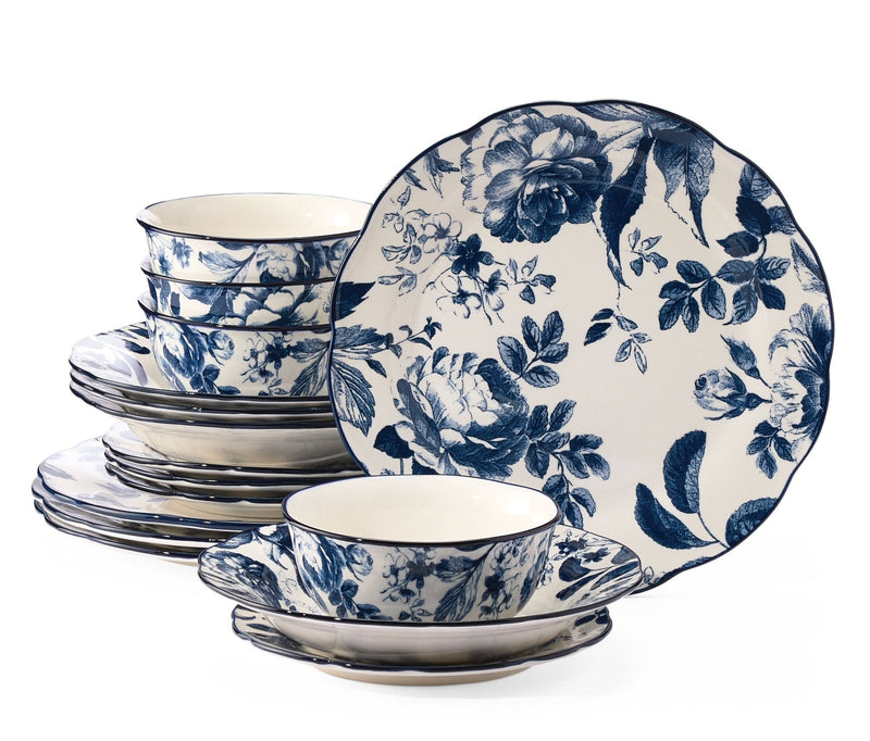 CANVAS Augusta Stoneware Dinnerware Set, Serves 4, 16-pc, Blue Floral B4