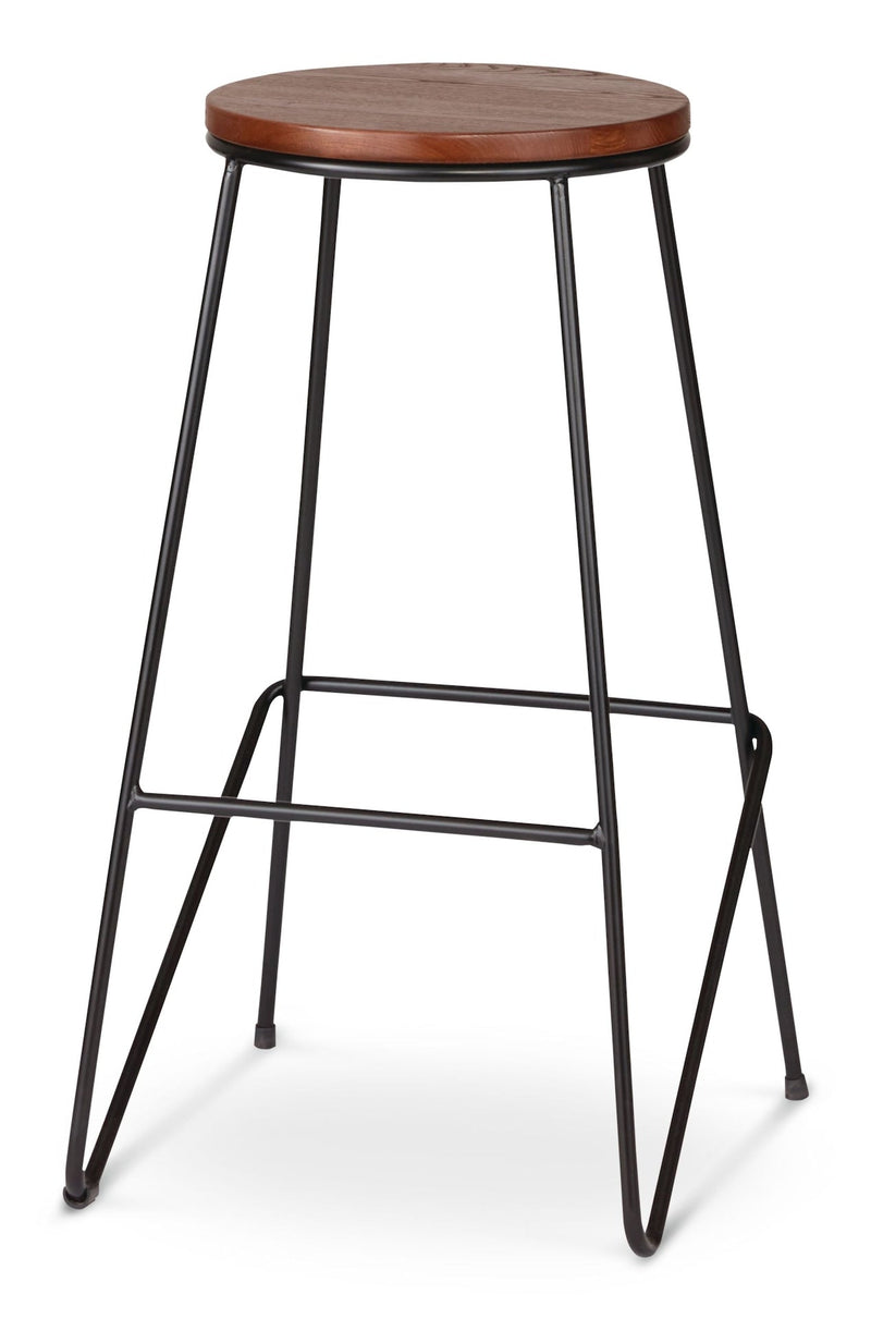 CANVAS Axel Round Metal & Solid Wood Top Counter Stool Armless Backless, Black/Brown K8