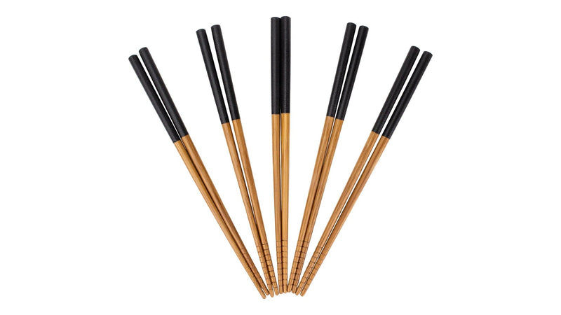 CANVAS Bamboo Wood Chopsticks with Black Top, Serves 5, 10-pc W4