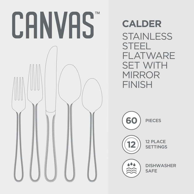 CANVAS Beaded Edge Flatware Set, Serves 12, 60-pc A4