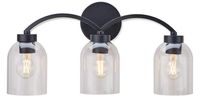Canvas Bentbrook 3-Light Vanity with Glass Shade, Black H7