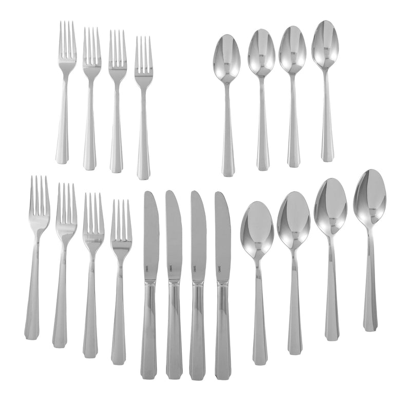 CANVAS Bevelled Octagonal Flatware Set, Serves 4, 20-pc, with Mirror Finish T4