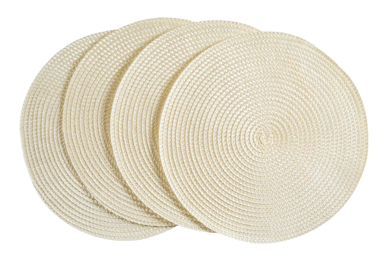 CANVAS Braided Round Placemats, Cream, 4-pk V5