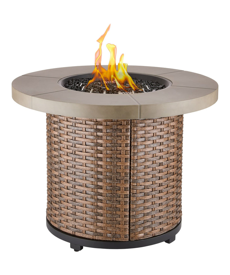 CANVAS Bryce Stainless Steel Round Outdoor Gas Fire Table, 50,000 BTUs, 32-in J5