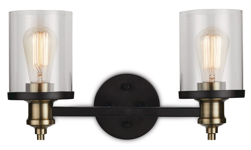 CANVAS Calliet 2-Light Vanity Light, Matte Black/Brass I9