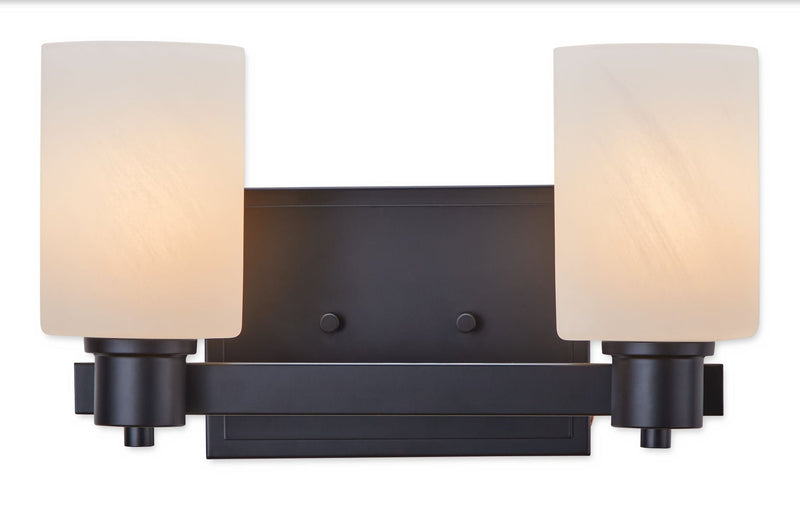 Canvas Cambray 2-Light Alabaster Shade Vanity Light, Black M0