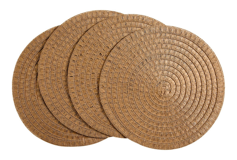 CANVAS Crochet Natural Placemats, Round, Hand-woven, 4-pk B8