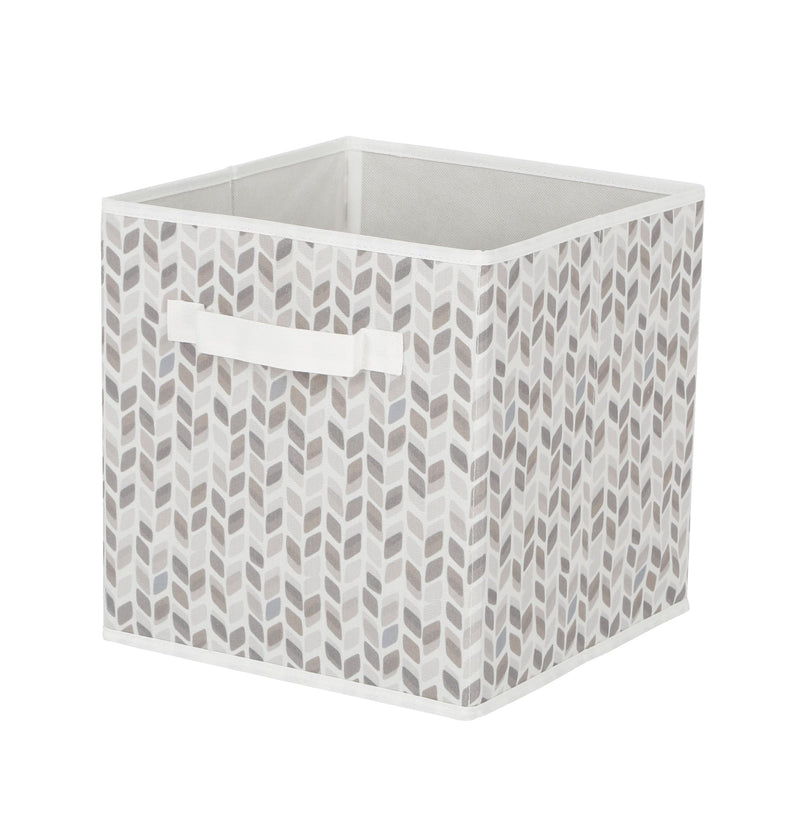 CANVAS Cube Fabric Drawer Basket, White and Grey Tiled, 10.5 x 10.5 x 11-in Y9