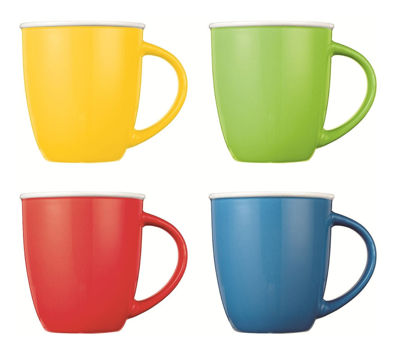 CANVAS Easton Ceramic Mug Set, 13.5-oz, Assorted Colours, 4-pc, Dishwasher and Microwave Safe H4