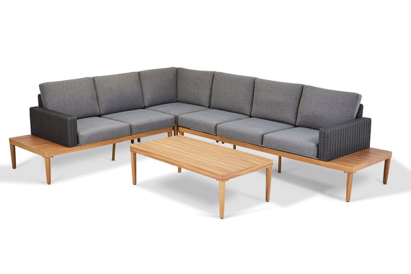 CANVAS Edenvale Aluminum Frame & Wicker Faux Wood Finish Outdoor/Patio Sectional Set, 4-pc I1