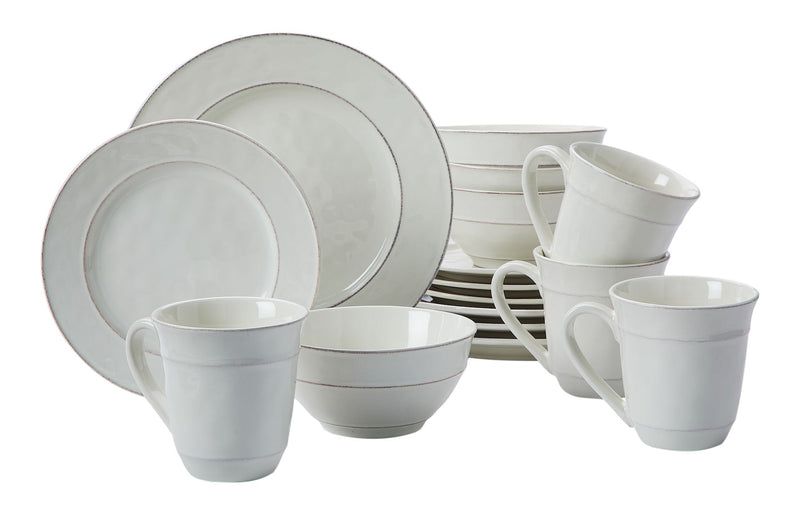 CANVAS Gablehurst Stoneware Dinnerware Set with Mugs, Serves 4, 16-pc, Cream Reactive Glaze I8