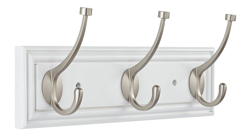 CANVAS Galena Stainless Steel 3-Hook Rail, White, 16-in D6