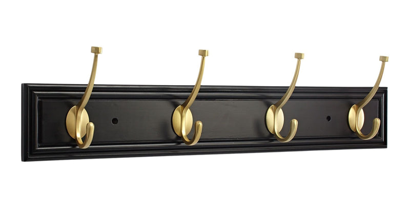 CANVAS Galena Stainless Steel 4-Hook Pill Top Rail, Black/Brass, 27-in Z7