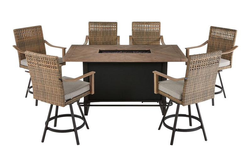 CANVAS Granville Fire Outdoor Dining Set with Water/Stain/Fade-Resistant Cushions, 7-pc M8