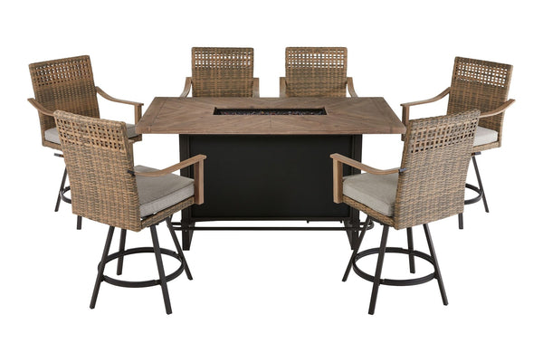 CANVAS Granville Fire Outdoor Dining Set with Water/Stain/Fade-Resistant Cushions, 7-pc D3