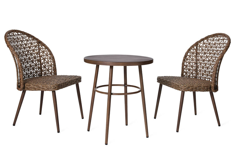 CANVAS Grayling Wicker Outdoor Patio Chat Set with Padded Cushions, Brown, 3-pc Y4