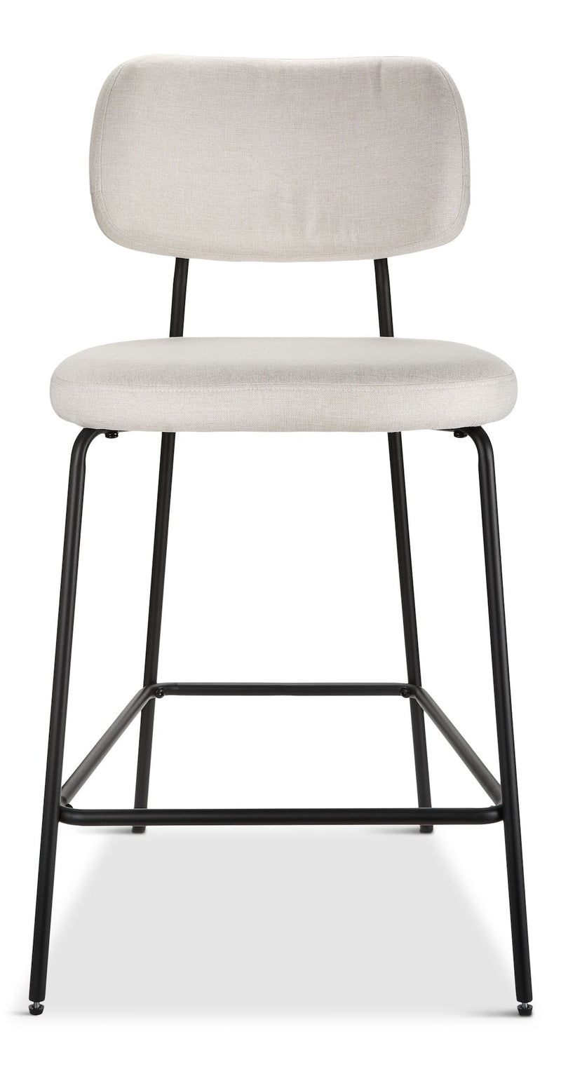 Canvas Kase Upholstered Counter Stool with Back Rest, Off-white/Light Grey X4