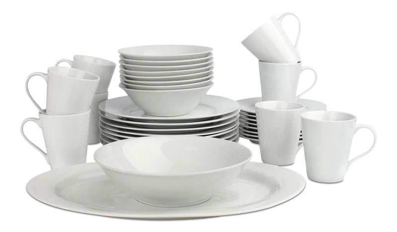 CANVAS Lauren 34pc Porcelain Dinnerware Set, Serves 8, White R7