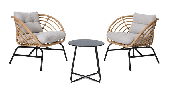 CANVAS Leslieville Outdoor Patio Chat Set with Tufted Cushions, Brown, 3-pc P8