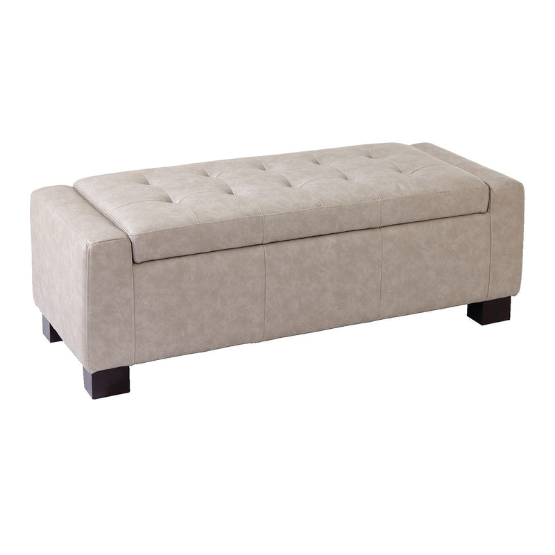 CANVAS Louisa Upholstered Hinge-Top Storage Ottoman/Bench With Padded Seat, Light Grey O7