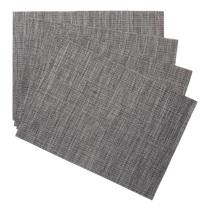 CANVAS Lurex Rectangle Textilene Woven Placemat, Gunmetal, 13-in x 18-in, 4-pk W7