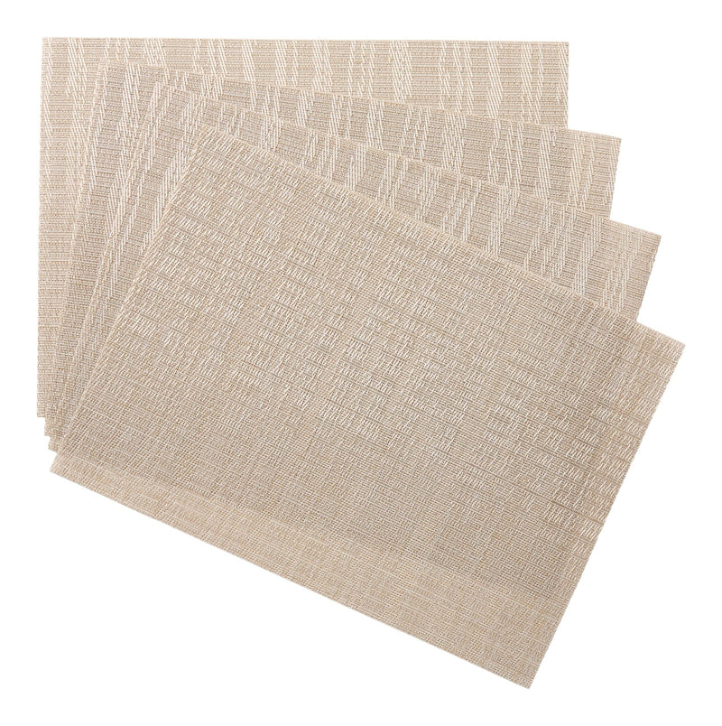 CANVAS Lurex Rectangle Textilene Woven Placemat, Prosecco, 13-in x 18-in, 4-pk U6