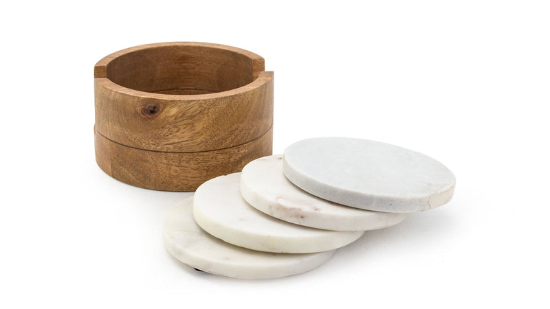 CANVAS Marble Drink Coasters, Round, Crystal, 4-pk G9