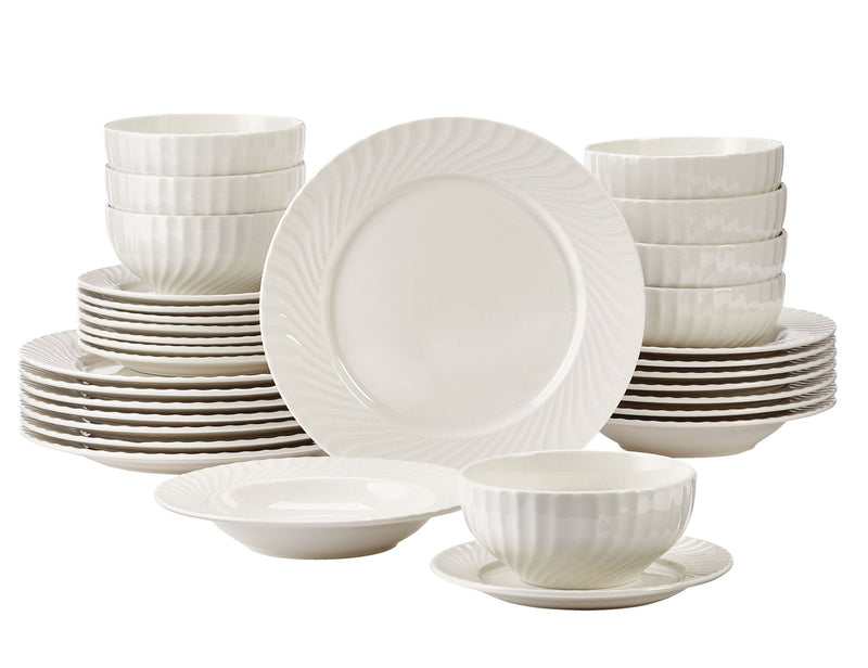 CANVAS Milliken Embossed Stoneware Dinnerware Set, Serves 8, 32-pc, White H9
