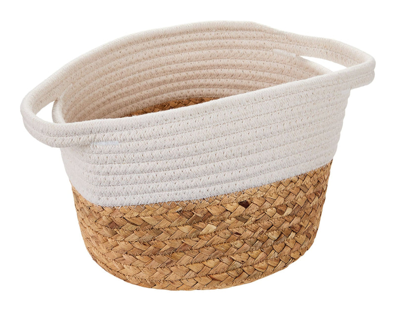 Canvas Molly Woven Cotton Rope Two-Toned Storage Basket V7