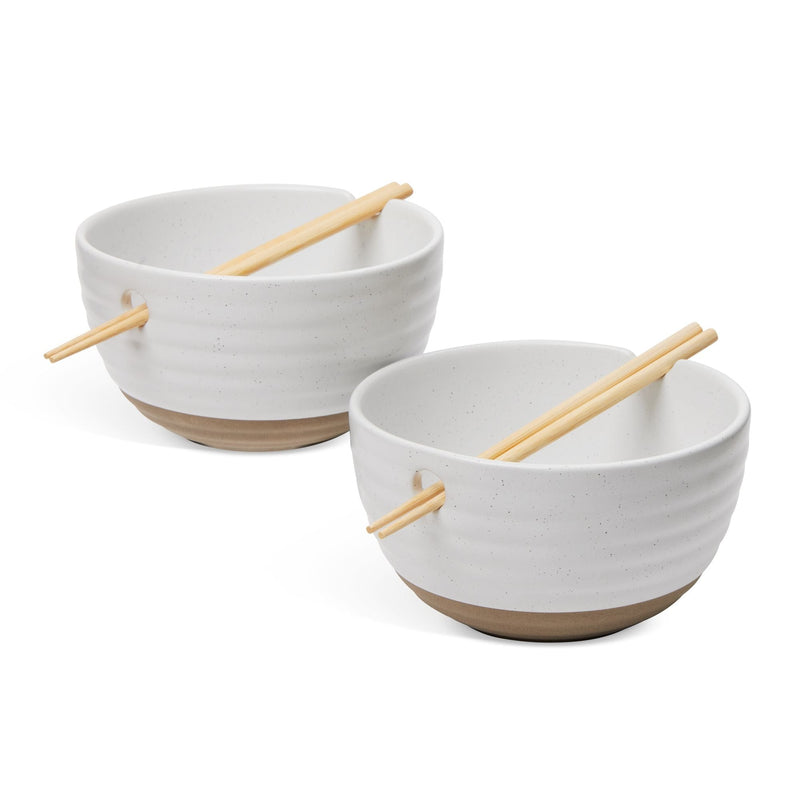 CANVAS Noodle Bowl with Chopsticks Set, Serves 2, 4-pc, White O9