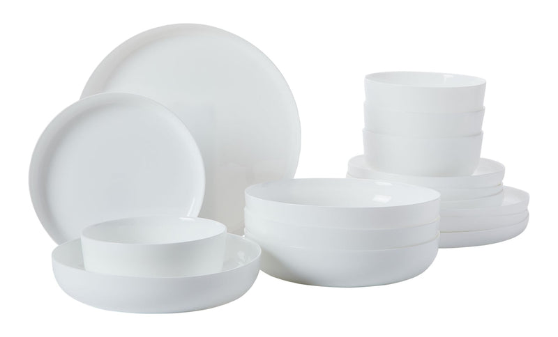 CANVAS Opal Tempered Glass Modern Coupe Dinnerware Set, Serves 4, 16-pc V7
